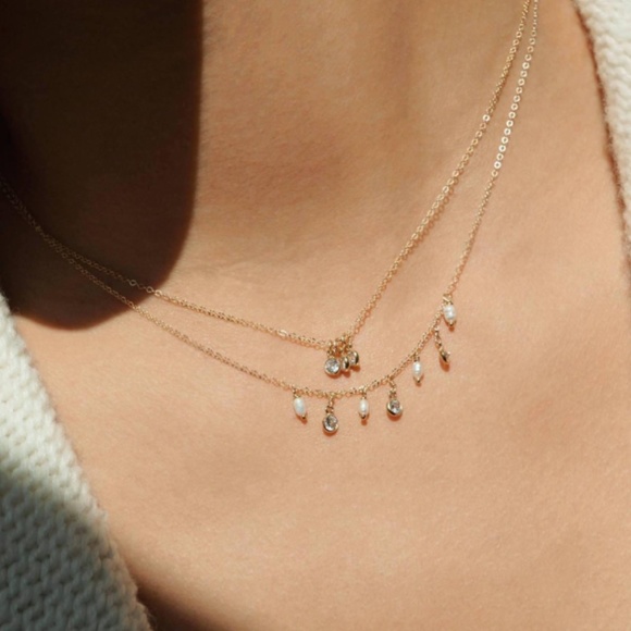 NWT Fireworks Sabina Necklace Swarovski Crystals 14K Gold-Filled - Picture 3 of 7